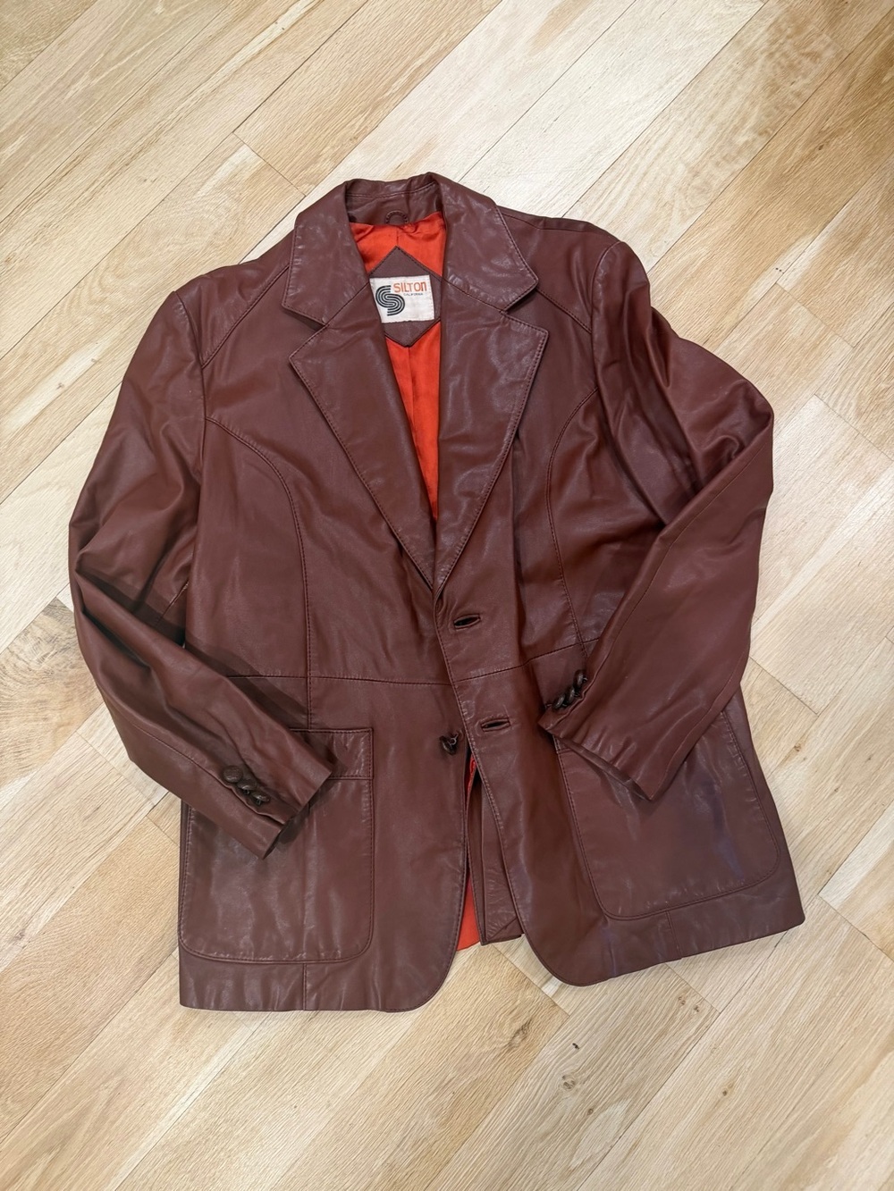 Men's Brown Leather Blazer Jacket